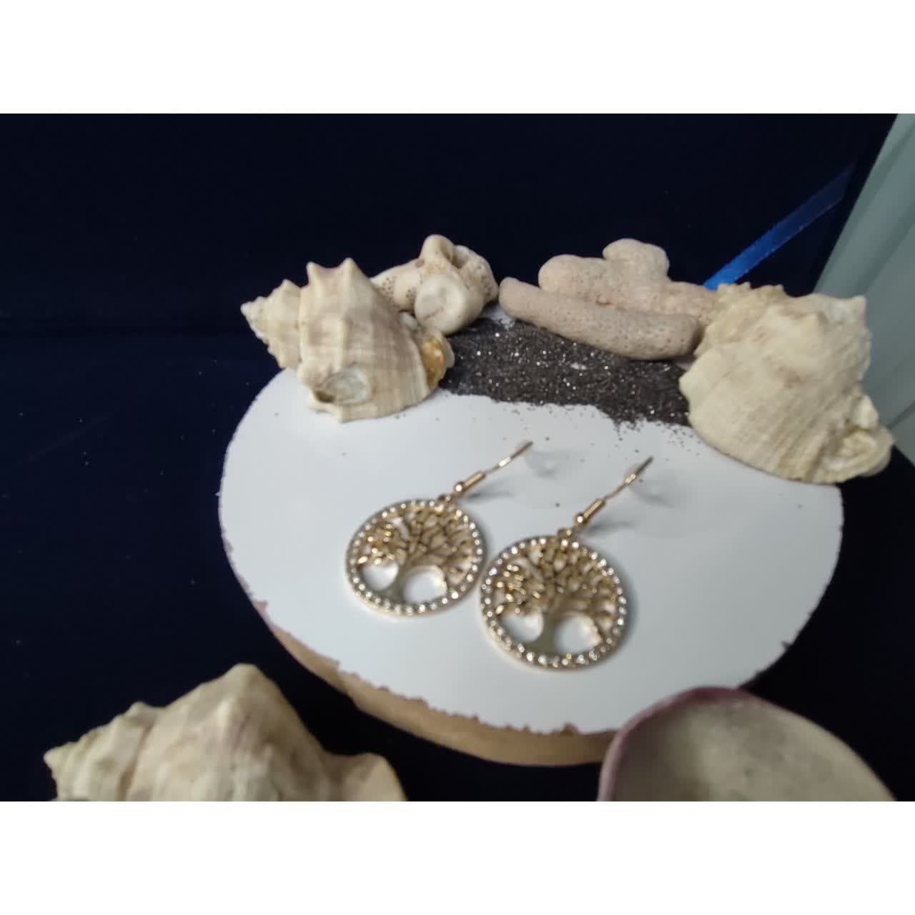 گوشواره درخت زندگی طلایی رنگ ثابت